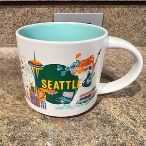 Seattle Themed White and Green Mug